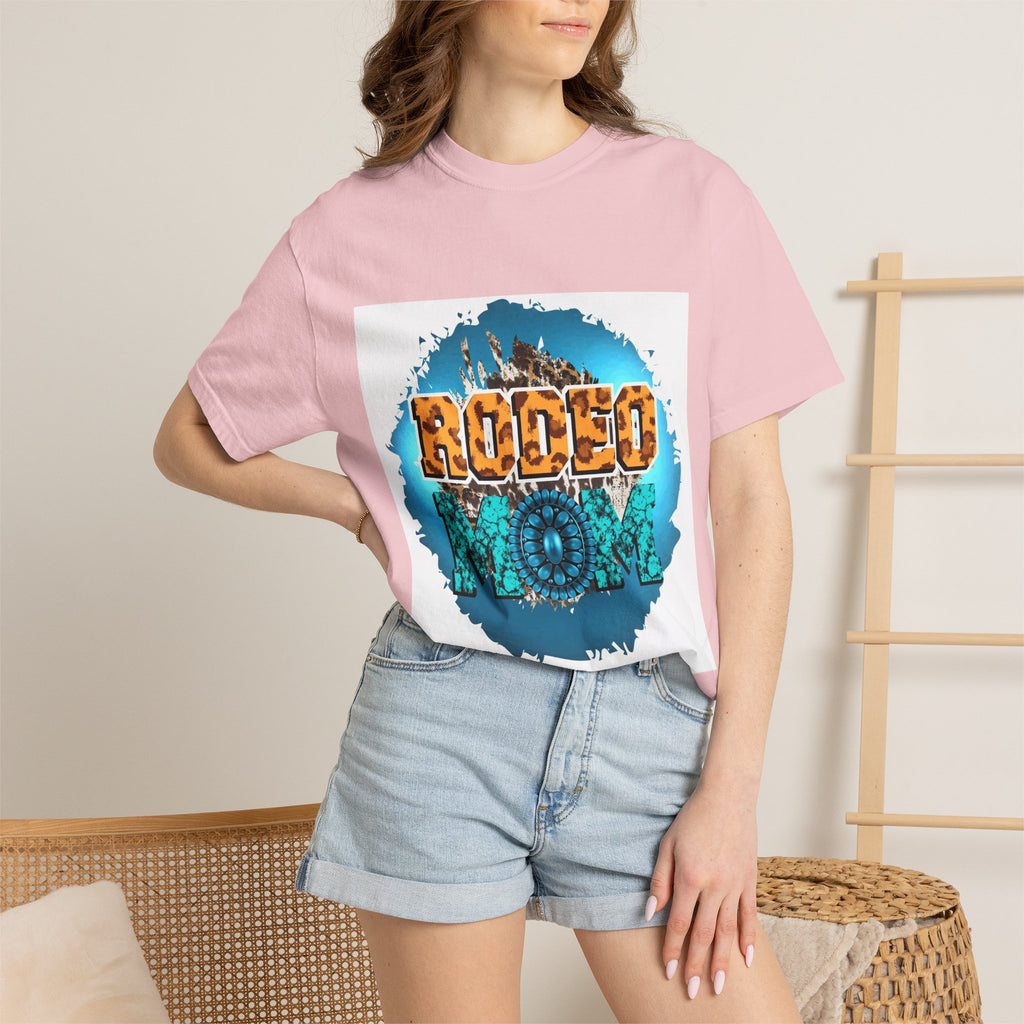 Rodeo Mom Graphic T-Shirt — Western Cowgirl Bronc & Turquoise Design
