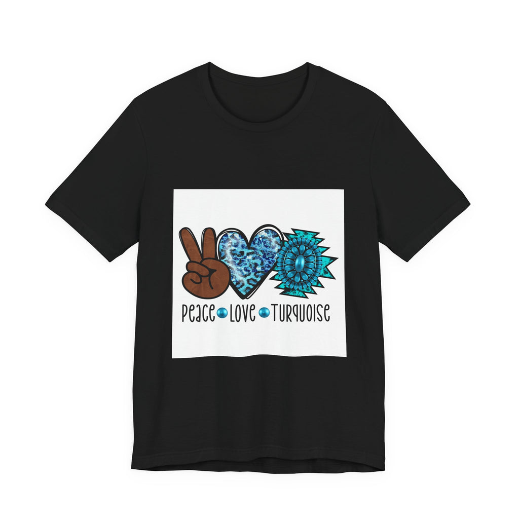Peace • Love • Turquoise T-Shirt — Boho Peace Sign & Mandala Tee
