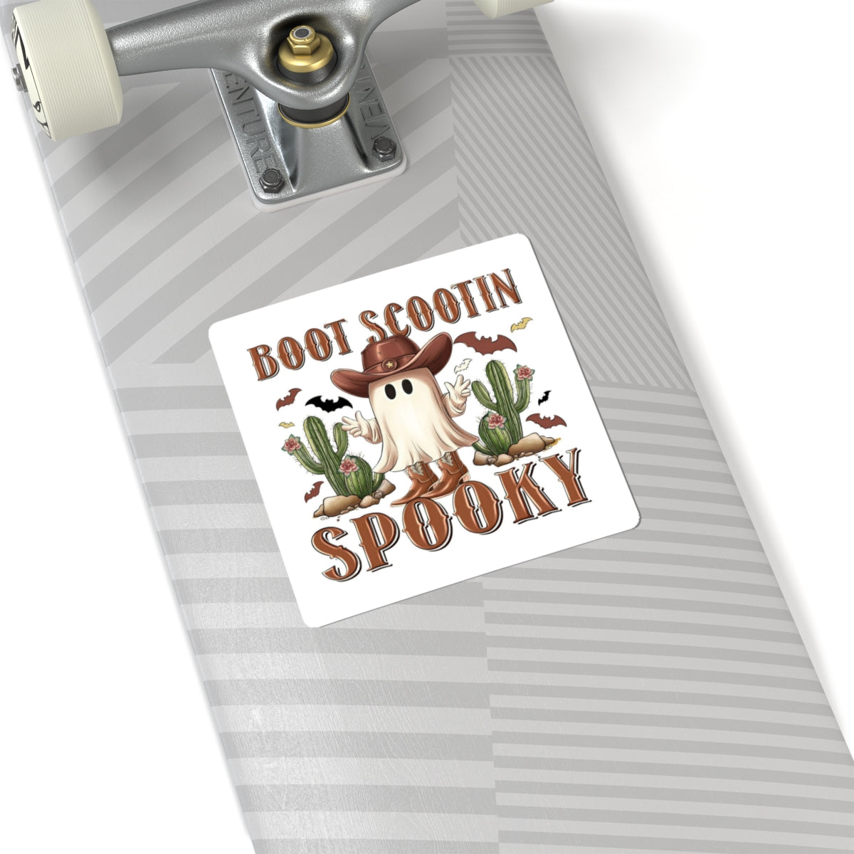 Boot Scootin' Spooky Sticker — Western Ghost Halloween Kiss-Cut Sticker