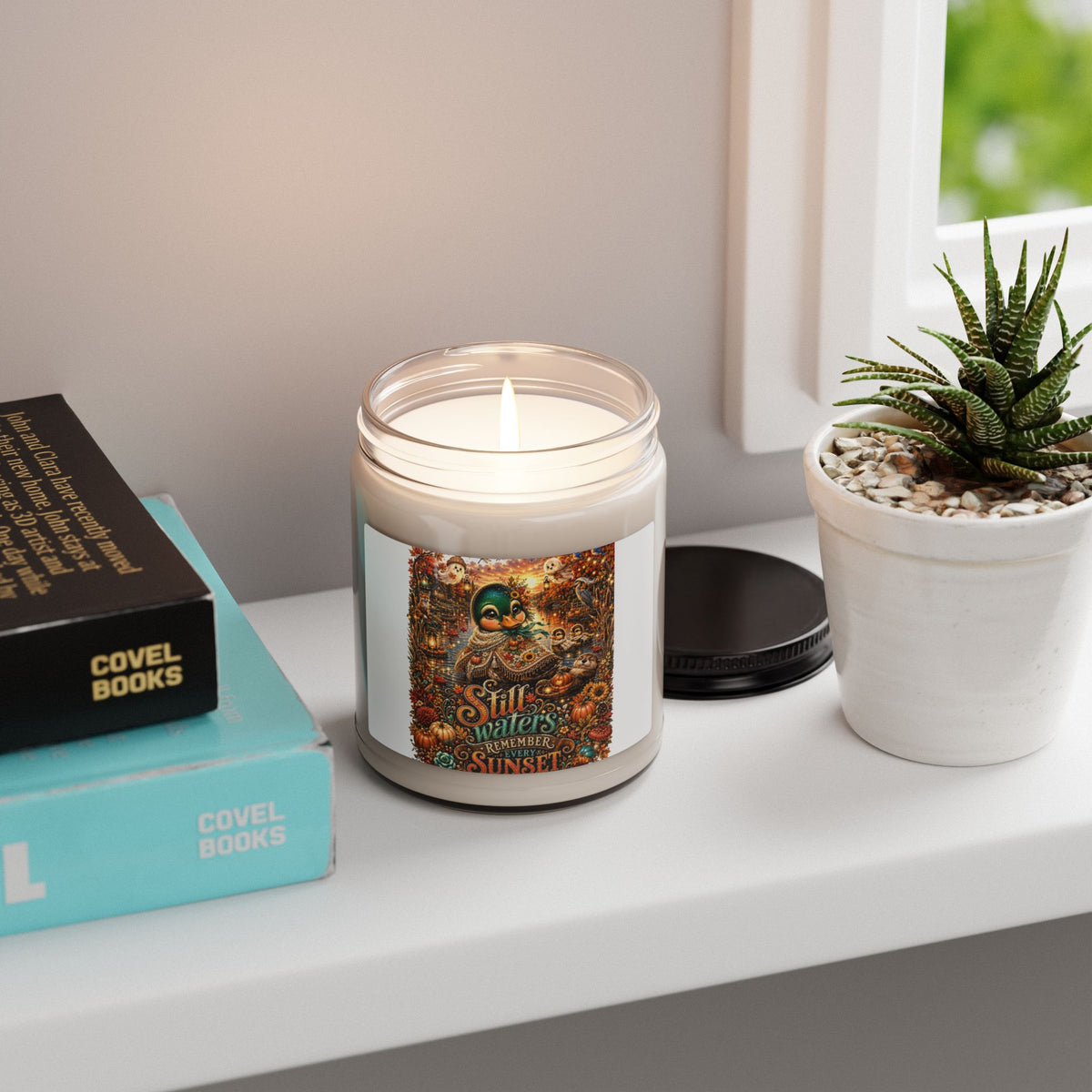 Autumn Sunset Soy Candle — "Still Waters Remember Sunset" 9oz