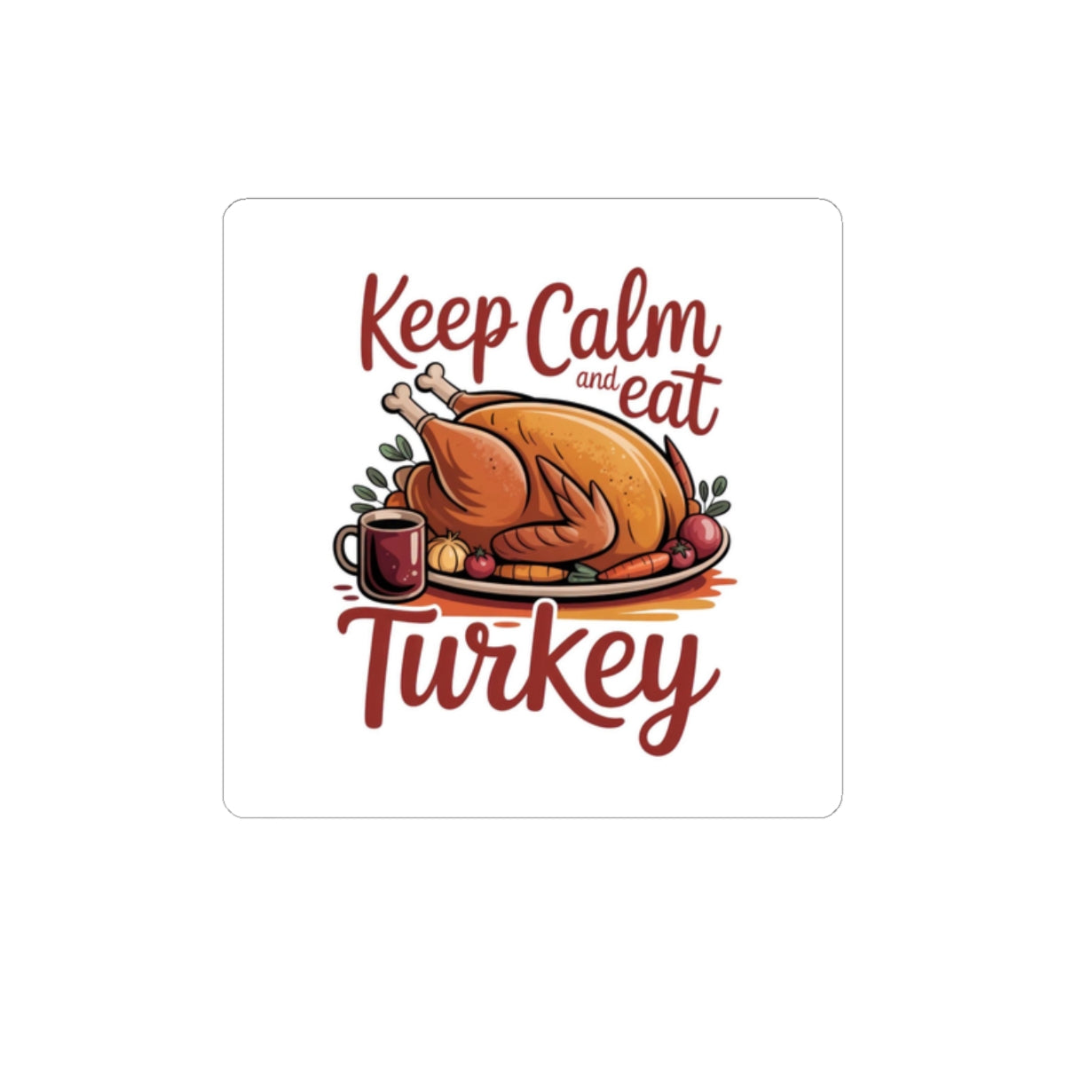 Keep Calm and Eat Turkey Sticker — Thanksgiving Kiss-Cut Sticker