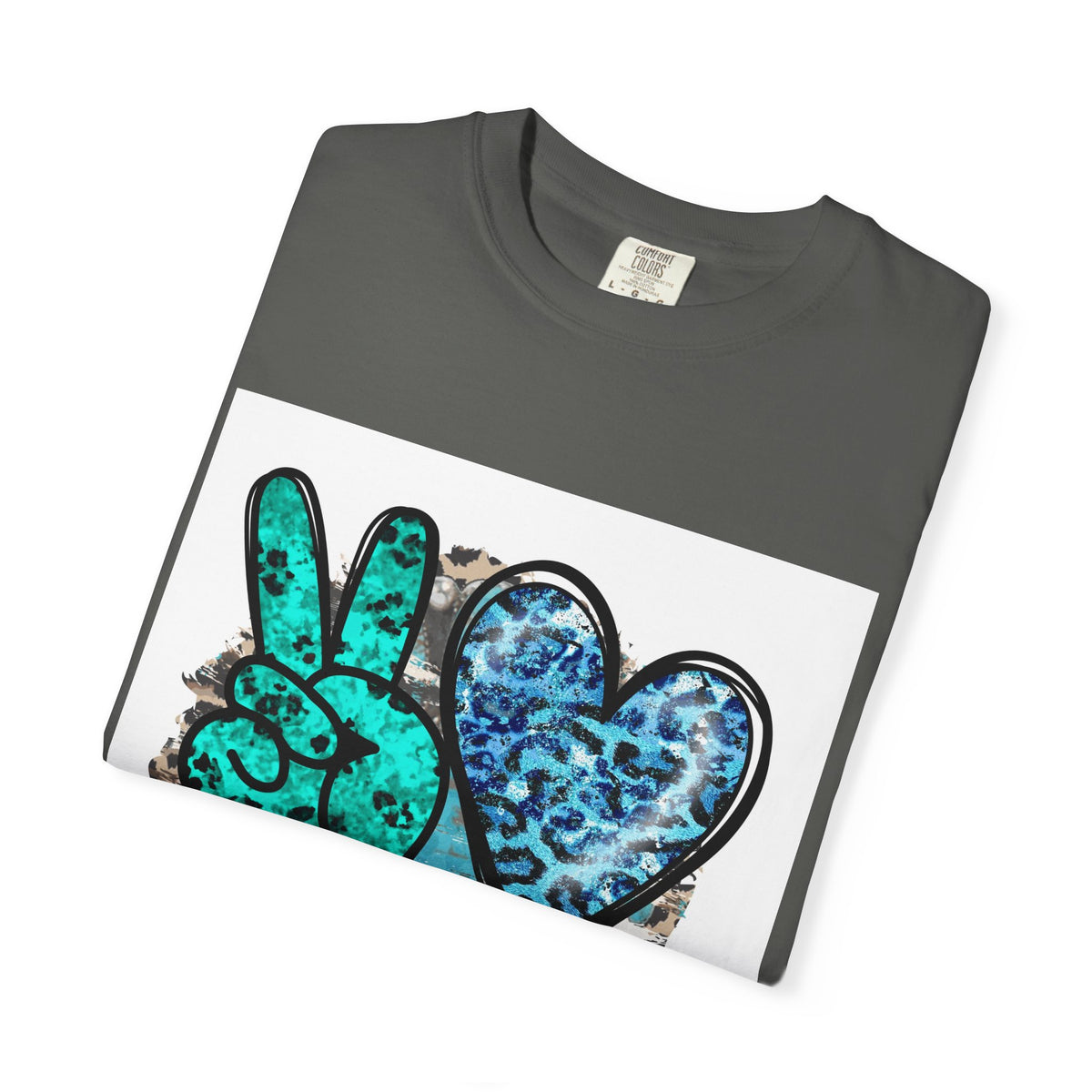 Peace Love Rodeo T‑Shirt — Turquoise Leopard Graphic Rodeo Tee