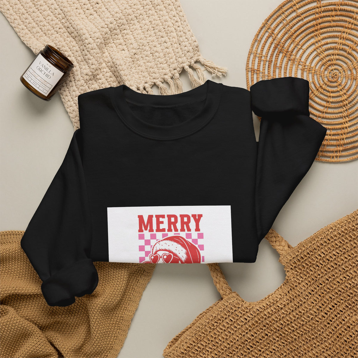 Christmas Santa Crewneck Sweatshirt – 'Merry Christmas' Retro Santa Design