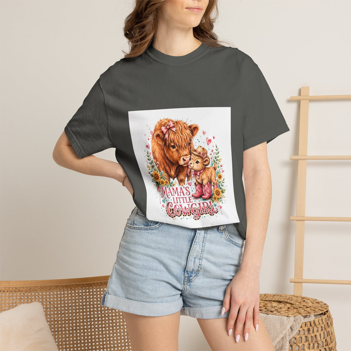 Mama's Little Cowgirl T-Shirt – Cute Highland Cow Mom & Calf Graphic