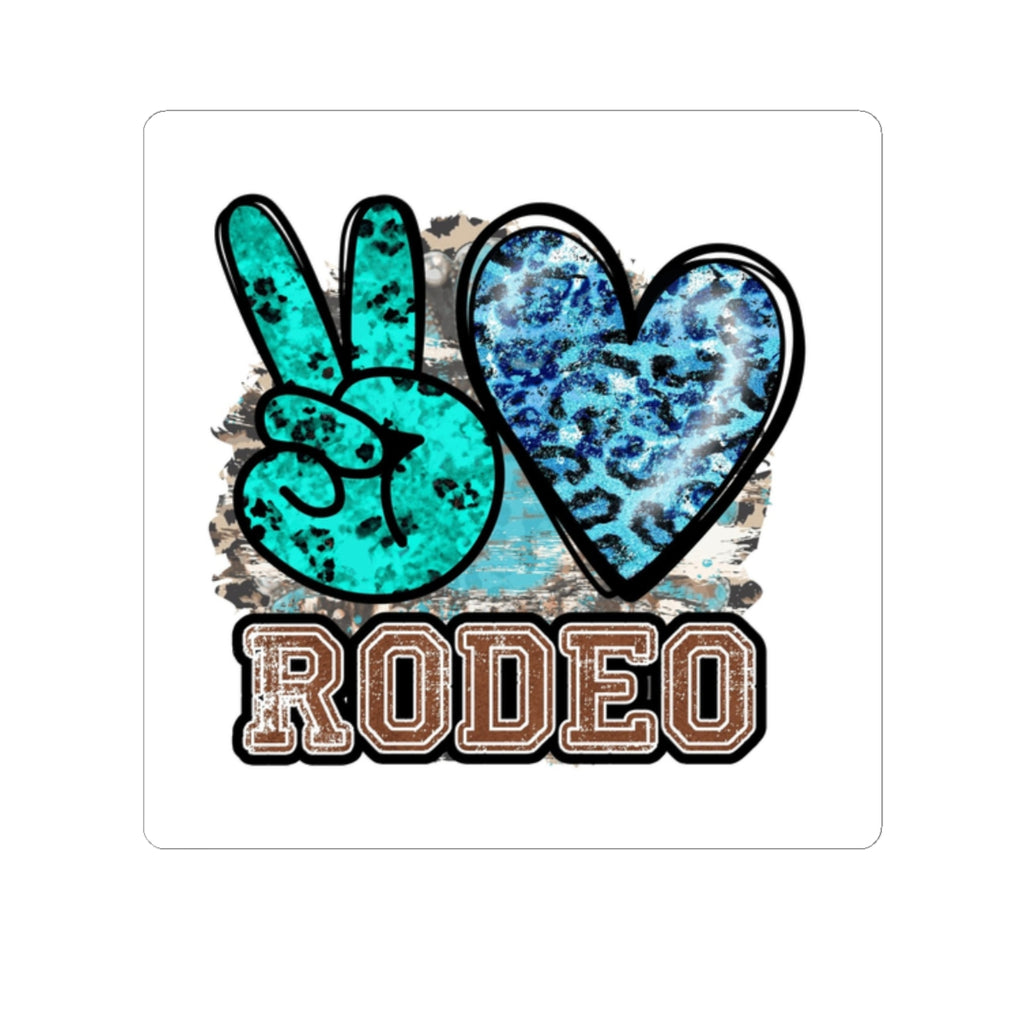 Peace + Heart Rodeo Sticker — Turquoise Leopard Kiss-Cut Decal