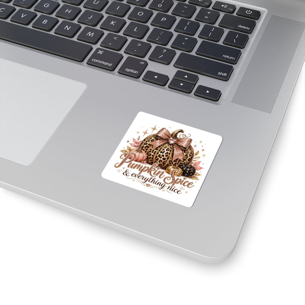 Pumpkin Spice Leopard Sticker — "Pumpkin Spice & Everything Nice" Fall Kiss-Cut Sticker