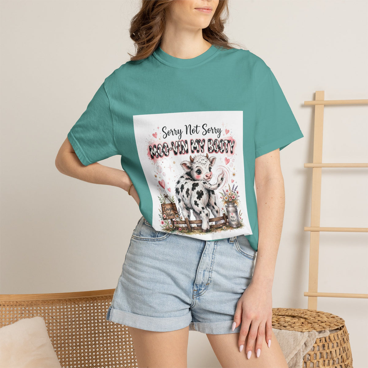 Cow With Attitude T-Shirt — "Sorry Not Sorry Moo-You Say Beauty" Farm Animal Graphic Tee