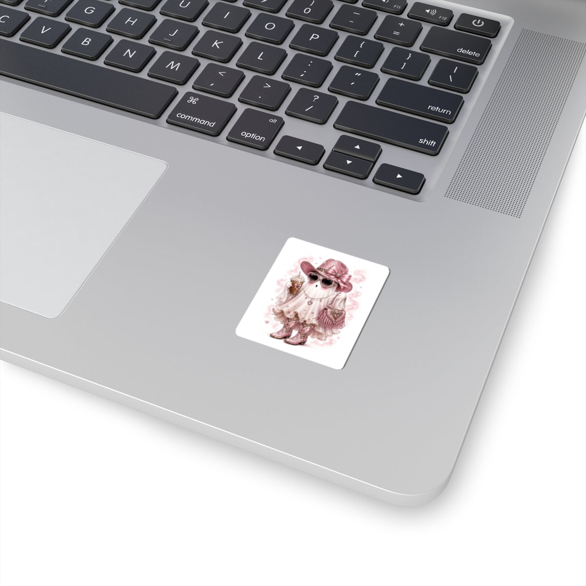 Glam Ghost Sticker — Pink Cowgirl Cute Sticker for Laptops & Planners