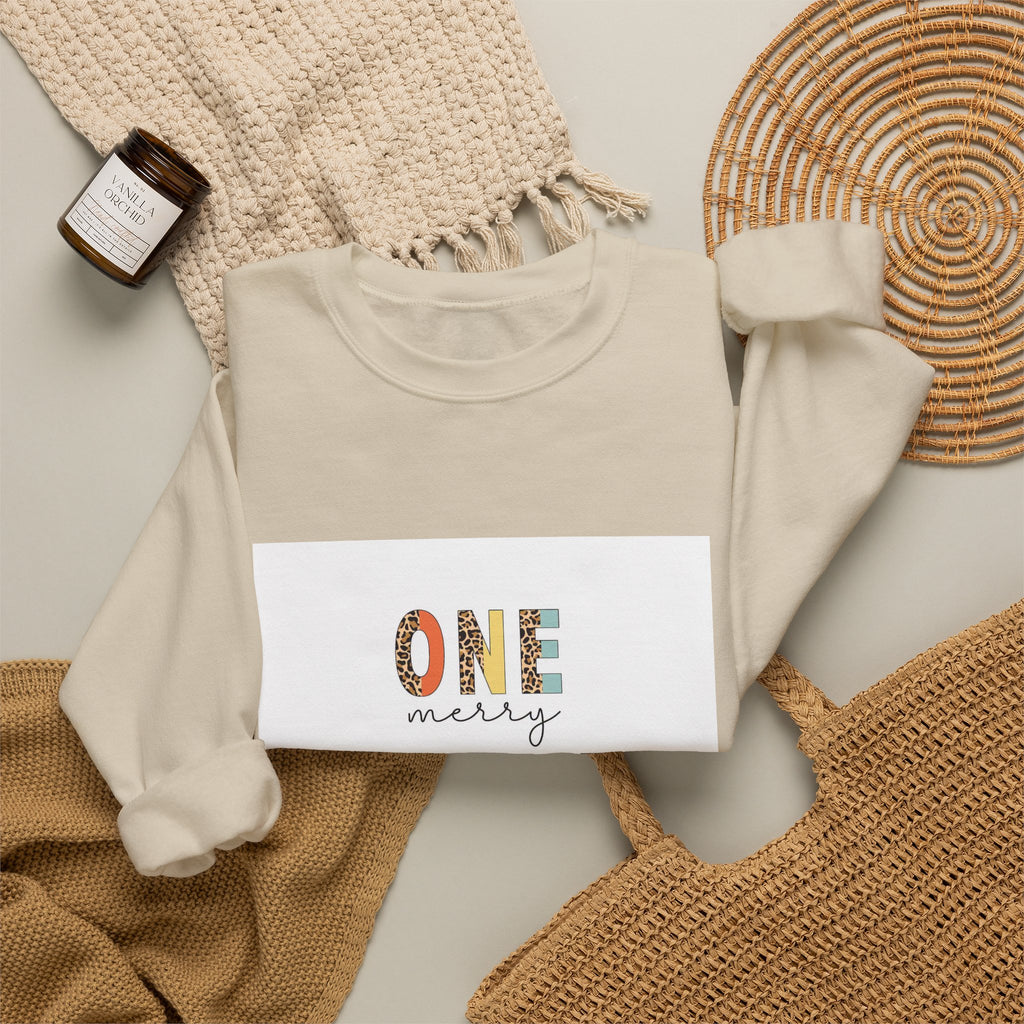 Teacher Sweatshirt – "One Merry Teacher" Festive Apple Crewneck
