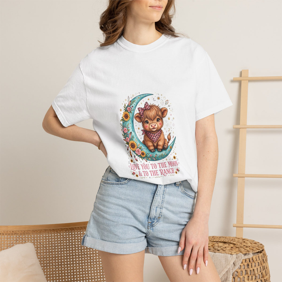 Cow Cute T-Shirt – "Love You to the Moon & to the Ranch" Graphic Tee