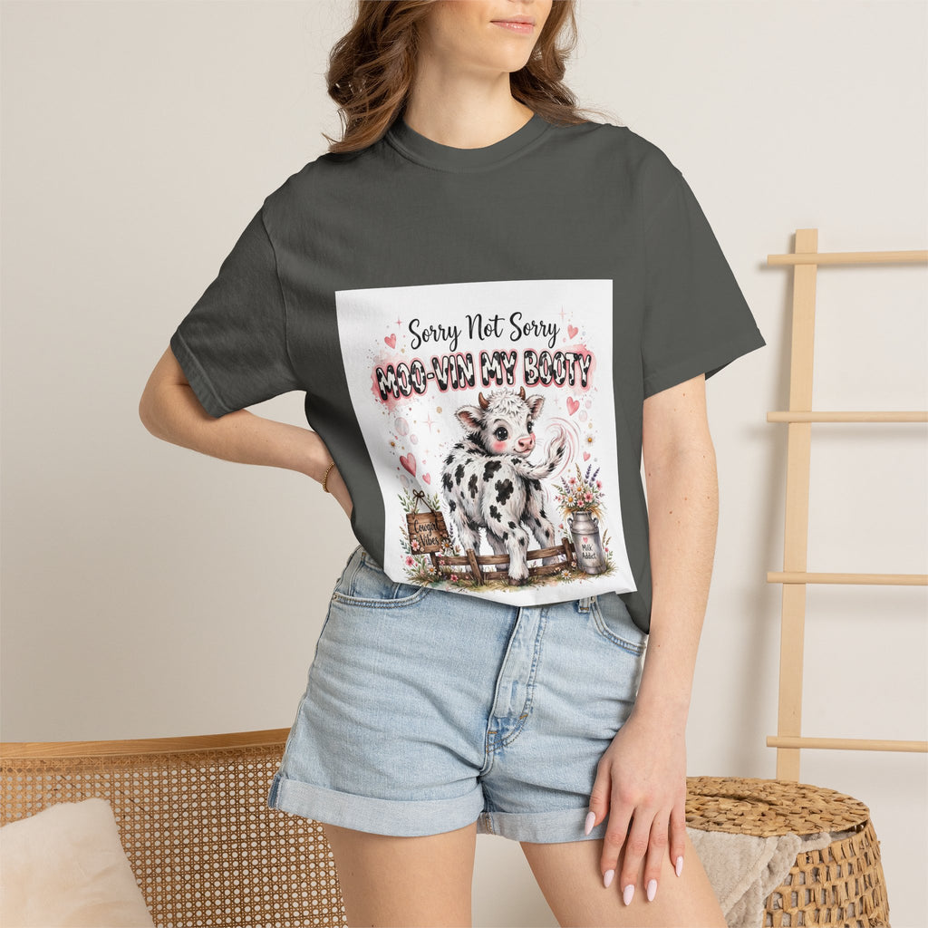 Cow With Attitude T-Shirt — "Sorry Not Sorry Moo-You Say Beauty" Farm Animal Graphic Tee