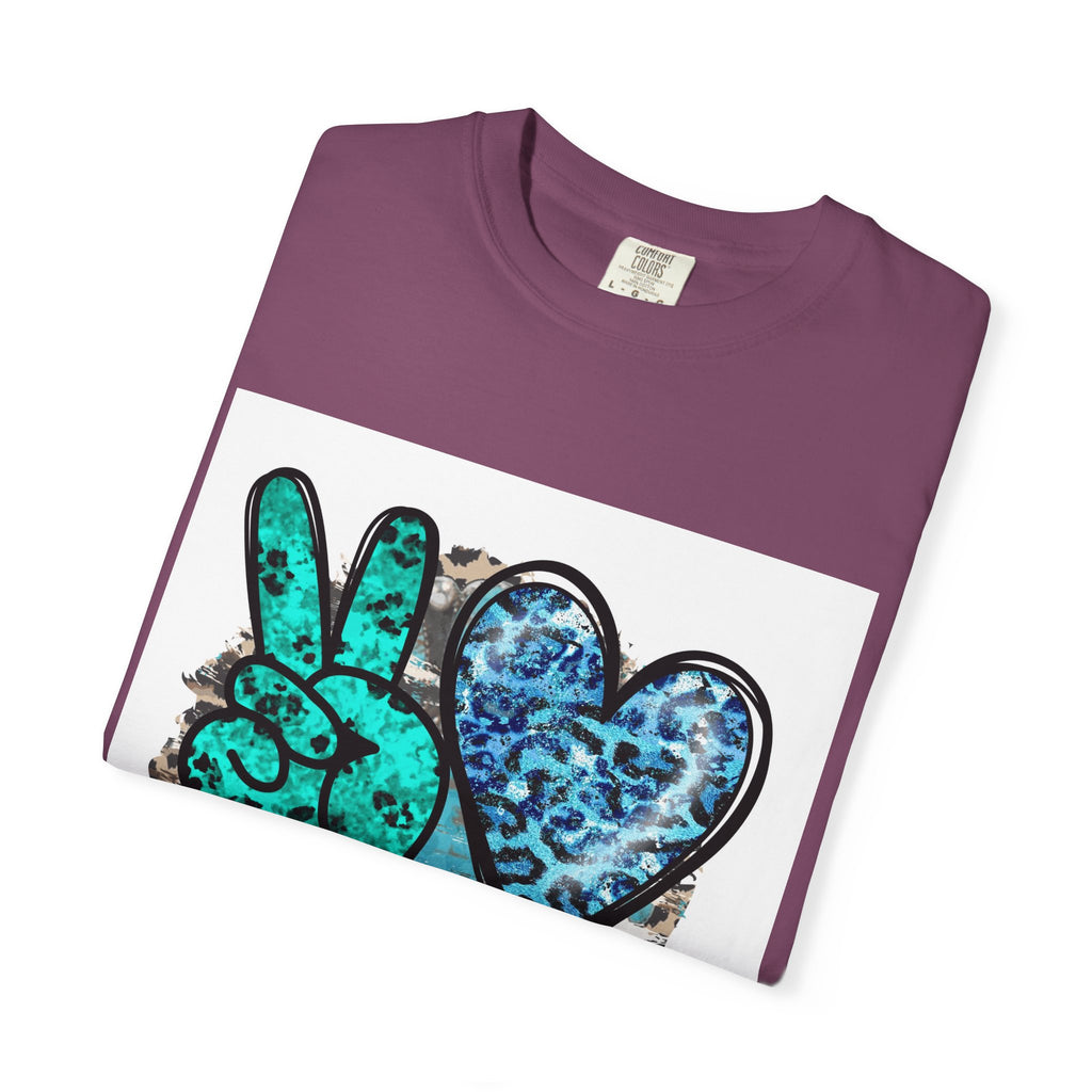 Peace Love Rodeo T‑Shirt — Turquoise Leopard Graphic Rodeo Tee