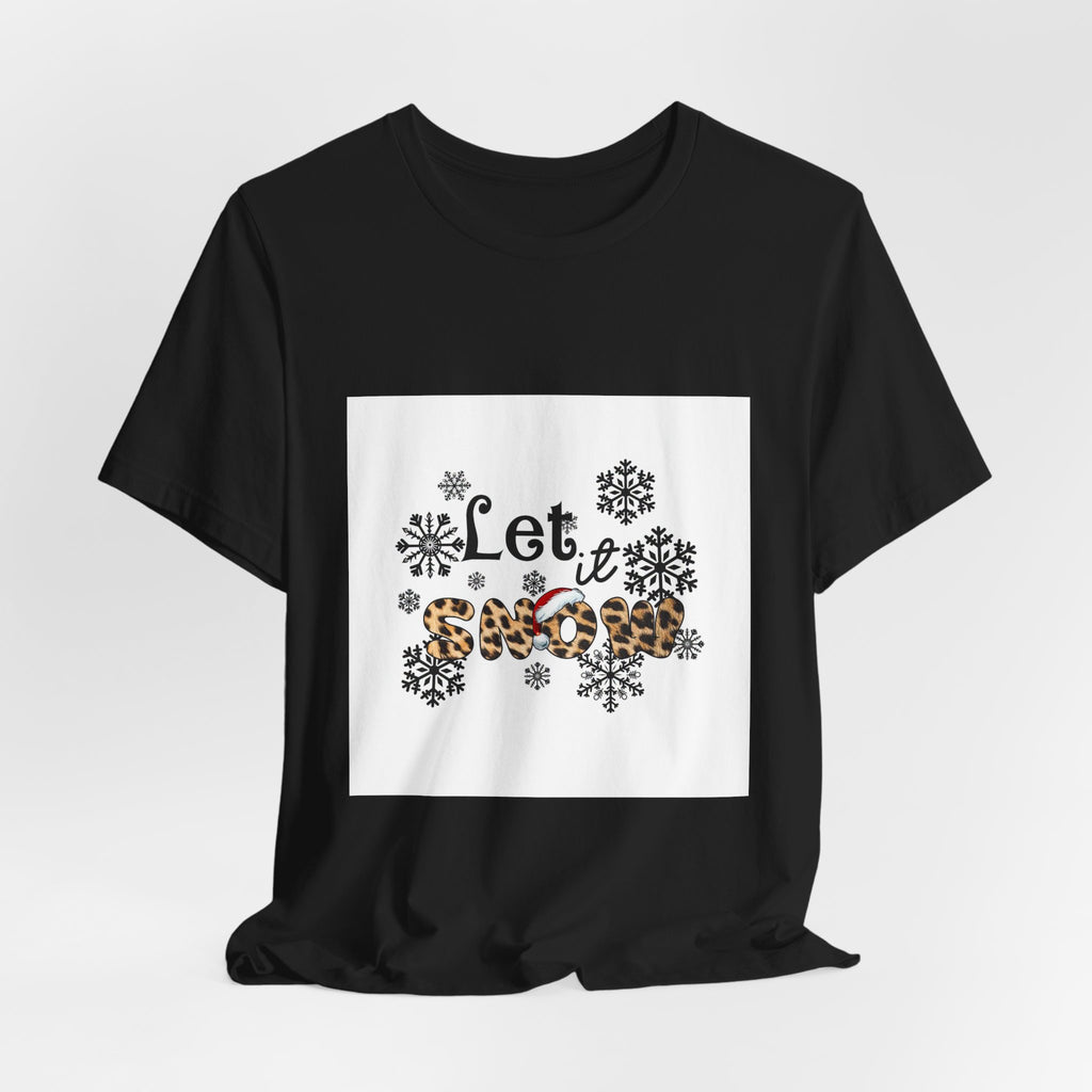 Let It Snow Leopard Print T-Shirt — Cute Winter Snowflake Tee