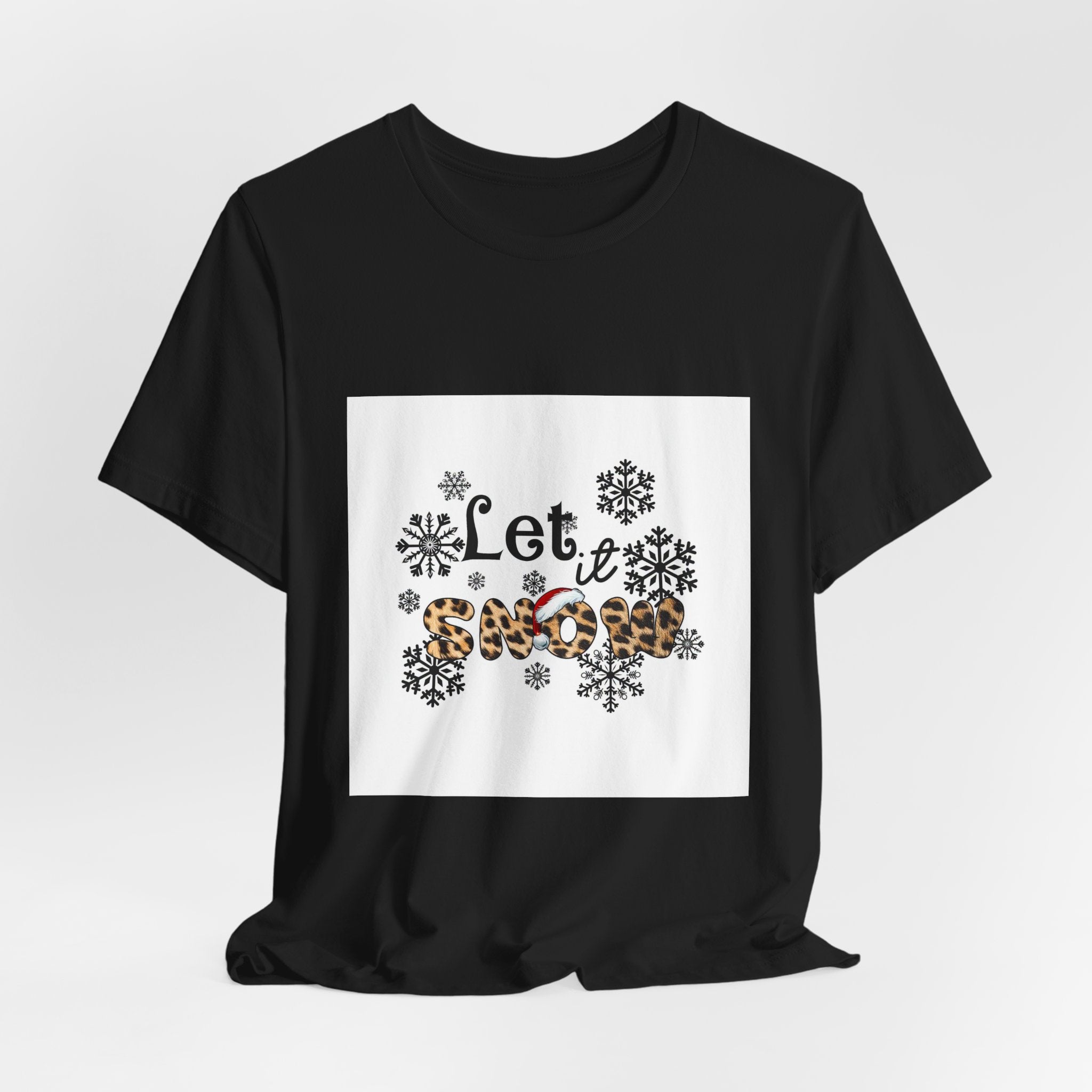 Let It Snow Leopard Print T-Shirt — Cute Winter Snowflake Tee