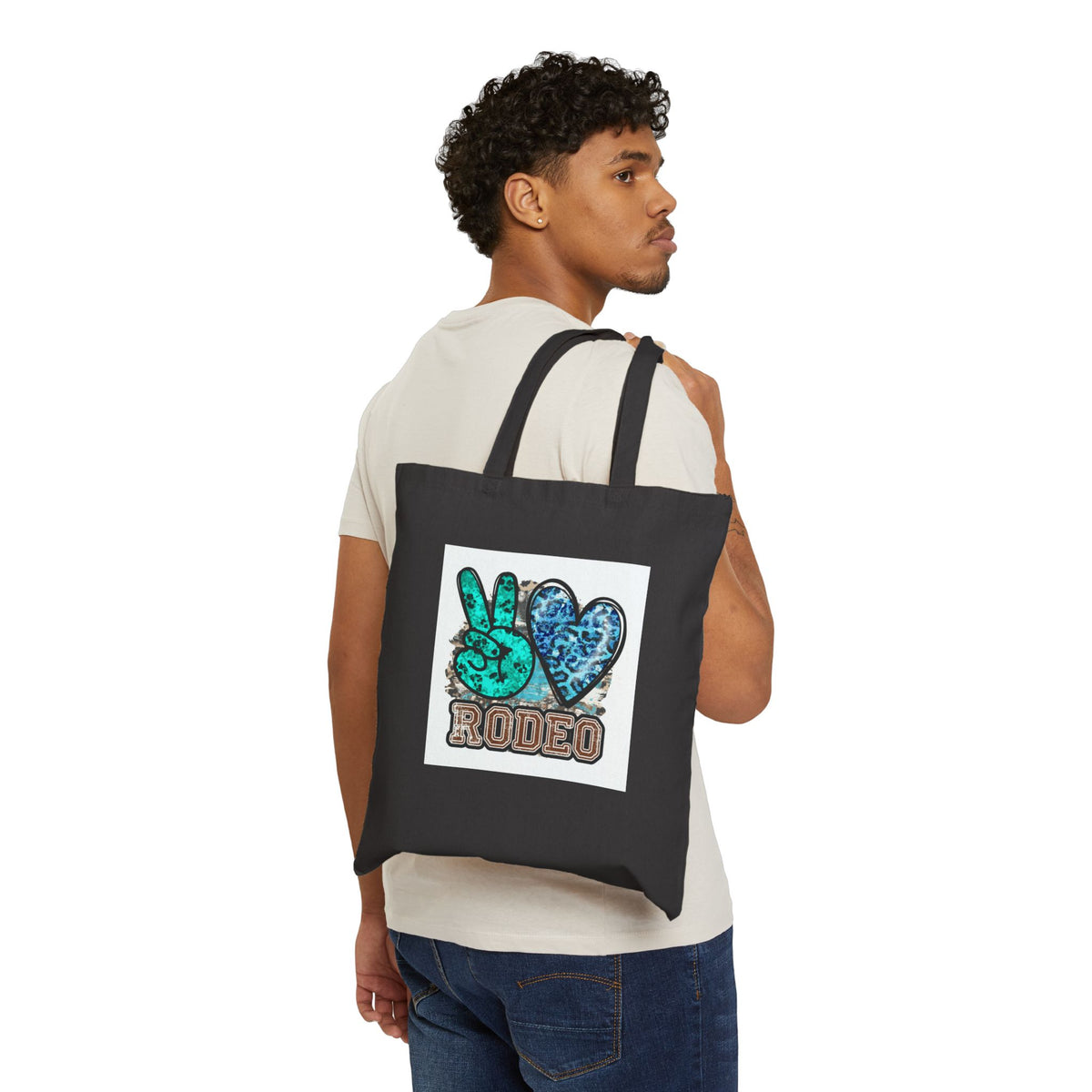 Peace + Heart Rodeo Canvas Tote — Western Cowgirl Market Bag