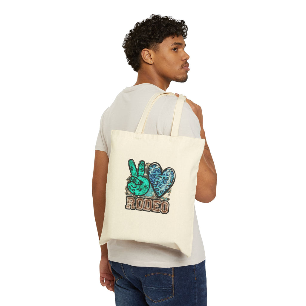 Peace + Heart Rodeo Canvas Tote — Western Cowgirl Market Bag