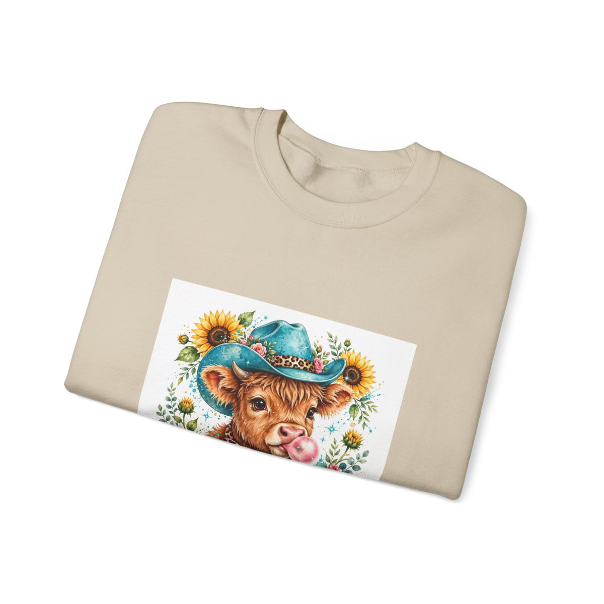 Western Mama Cow Sweatshirt — Sunflower Cowboy Cow Graphic Crewneck