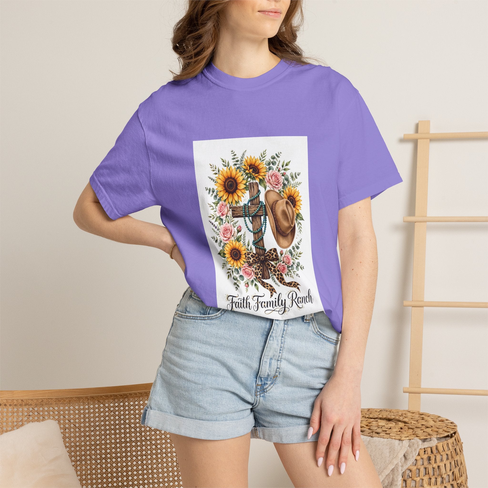 Faith Family Ranch T-Shirt — Sunflower Cowboy Hat Graphic Tee