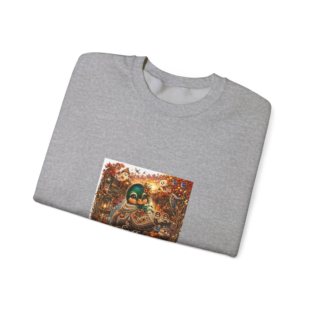 Autumn Sunset Skull Crewneck Sweatshirt – 'Still Waters' Vintage Halloween Graphic