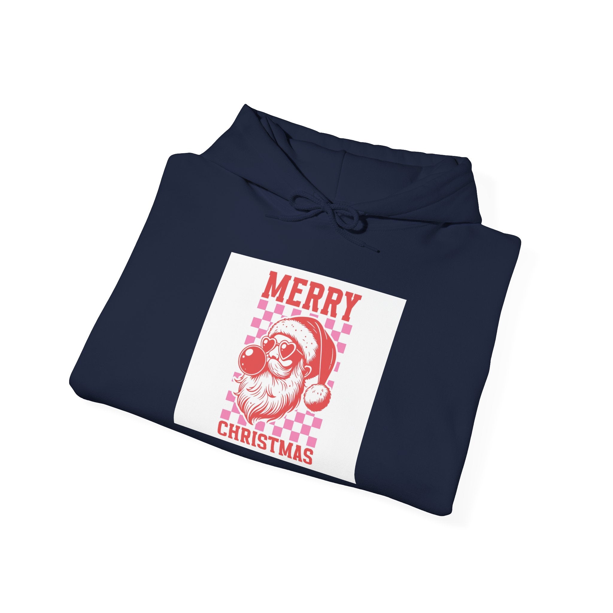 Santa Checkered "Merry Christmas" Hoodie - Retro Holiday Sweatshirt