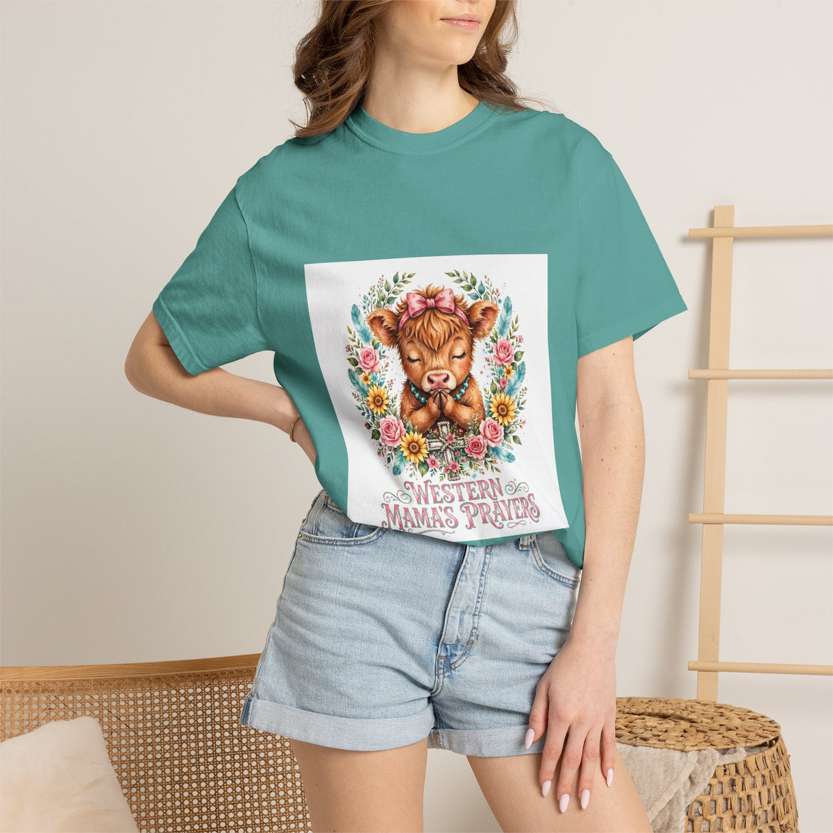Western Mama Prayer Cow T-Shirt