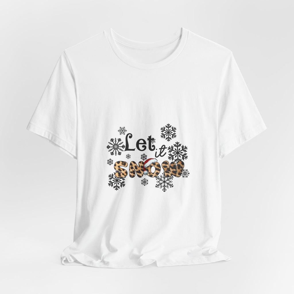 Let It Snow Leopard Print T-Shirt — Cute Winter Snowflake Tee