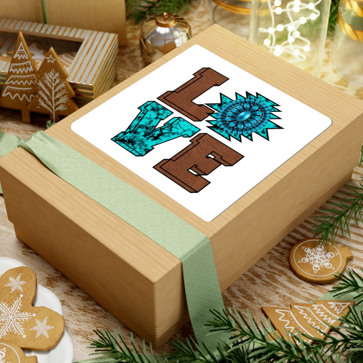 Turquoise Western "LOVE" Kiss-Cut Sticker
