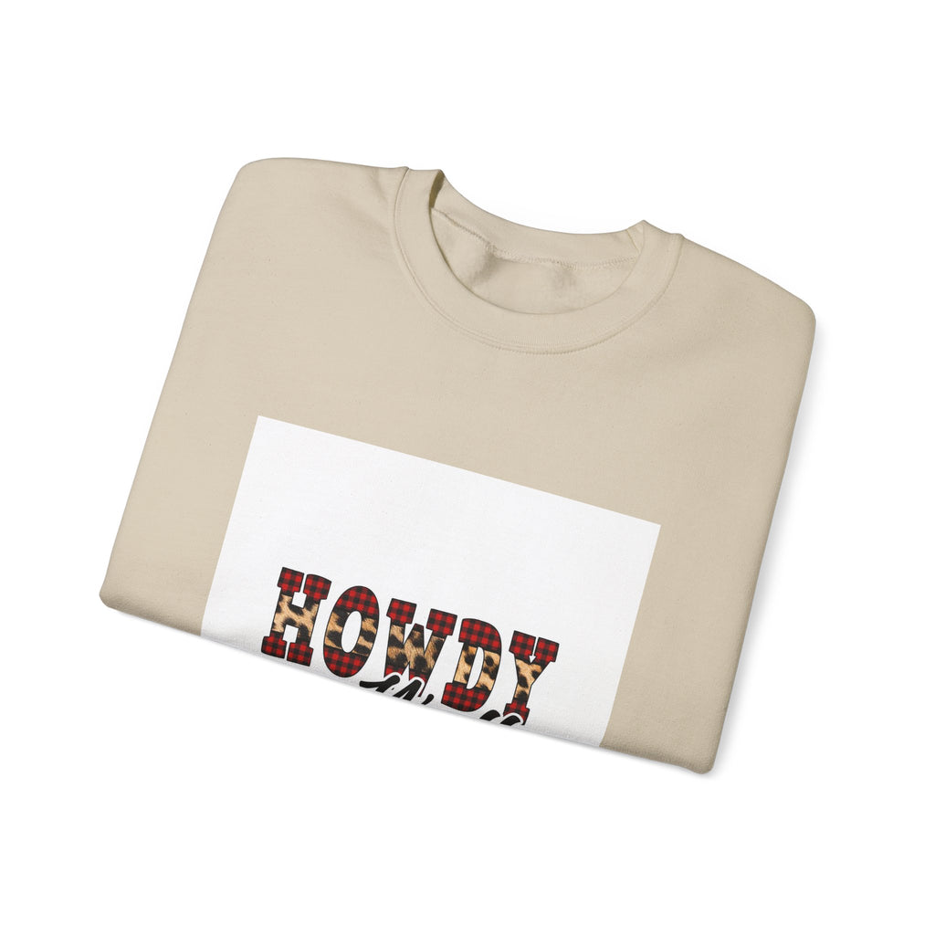 Howdy y'all Crewneck Sweatshirt - Plaid Western Graphic Pullover