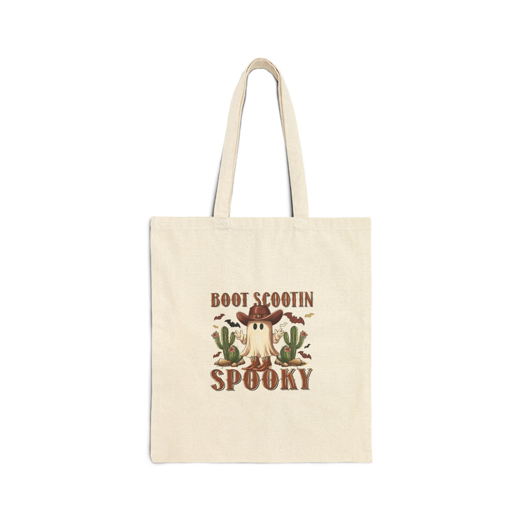 Spooky Ghost Tote Bag – "Boot Scootin' Spooky" Halloween Canvas Shopper