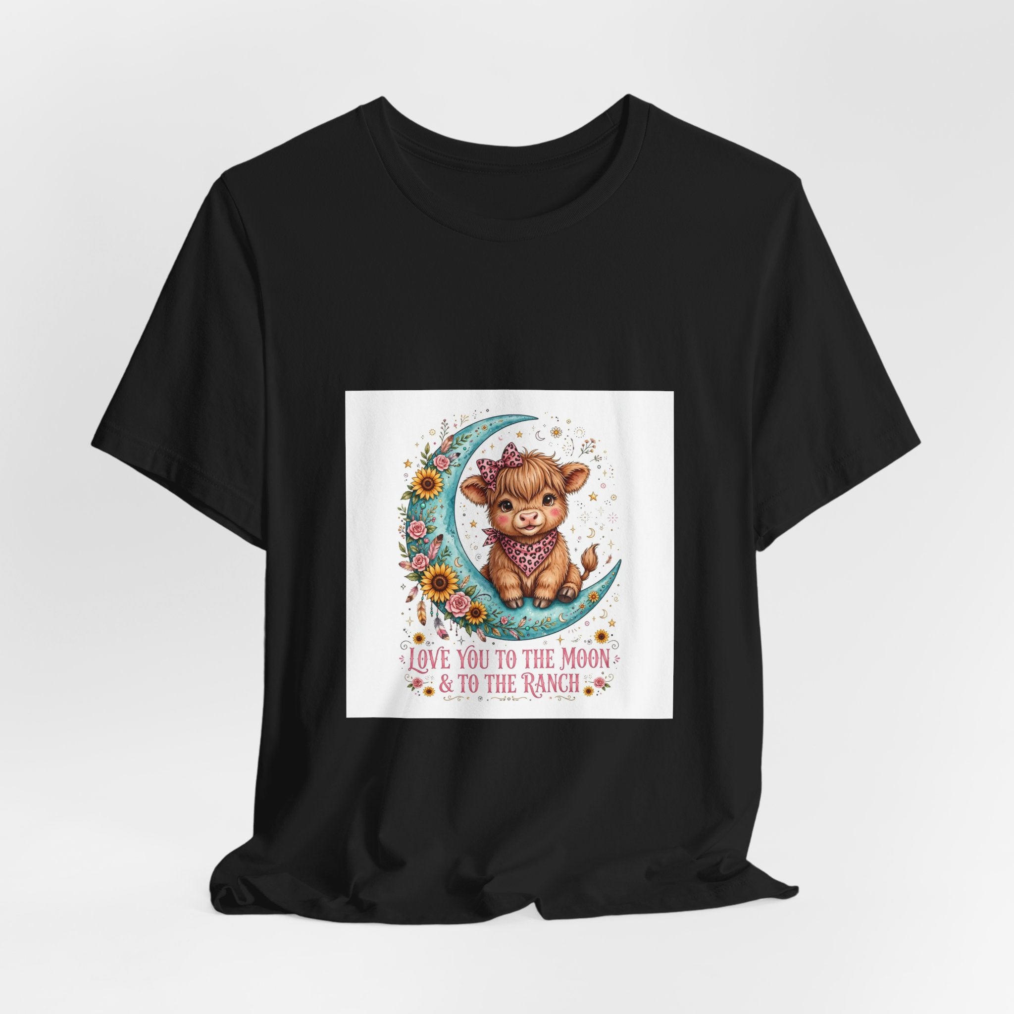 Love You to the Moon & to the Ranch Tee — Cute Cow Moon Graphic T-Shirt