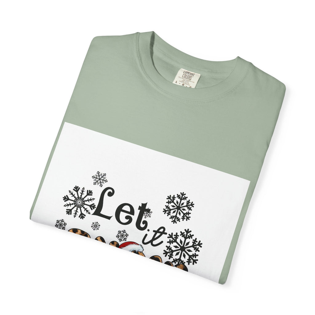 Let It Snow Leopard Print T-Shirt — Winter Snowflake Holiday Tee