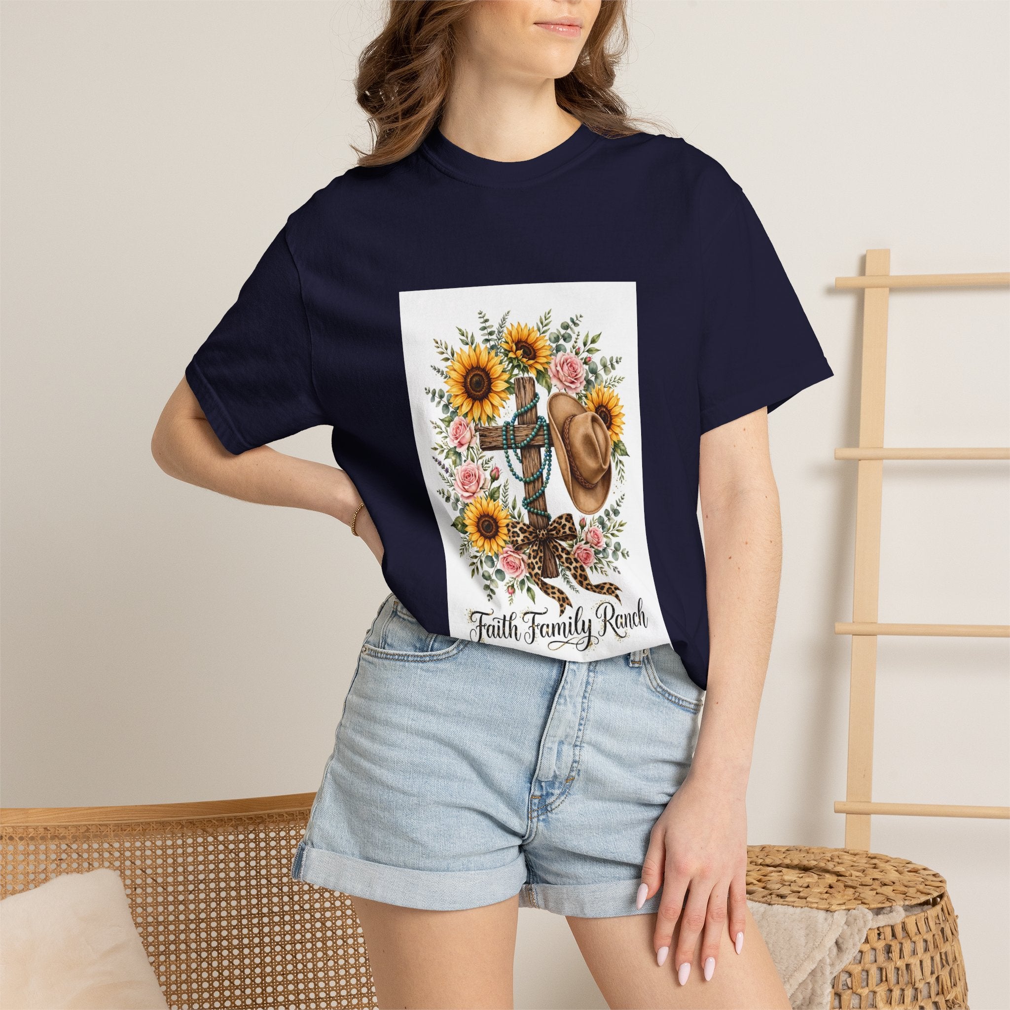 Faith Family Ranch T-Shirt — Sunflower Cowboy Hat Graphic Tee
