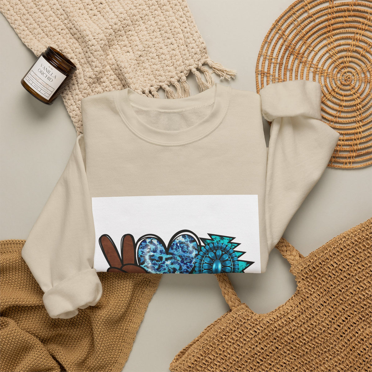 Peace Love Turquoise Crewneck Sweatshirt