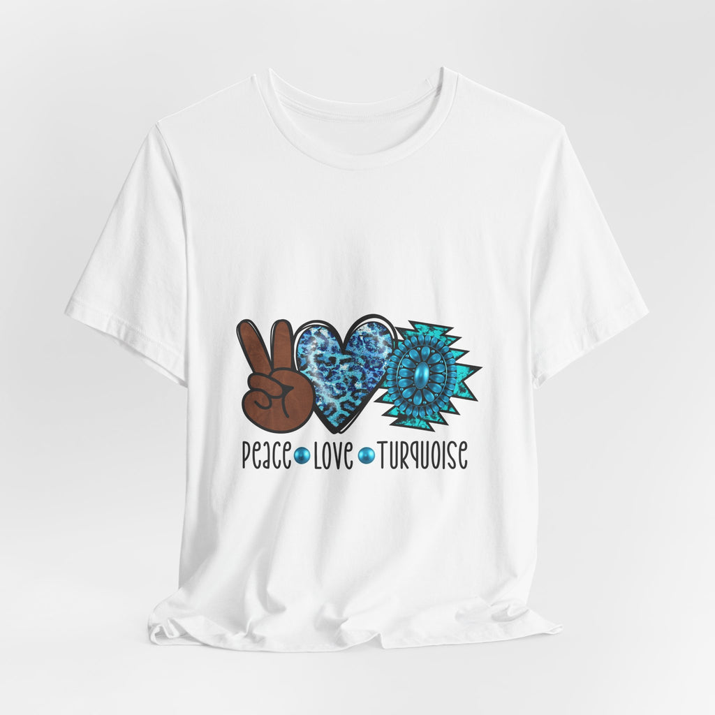 Peace • Love • Turquoise T-Shirt — Boho Peace Sign & Mandala Tee