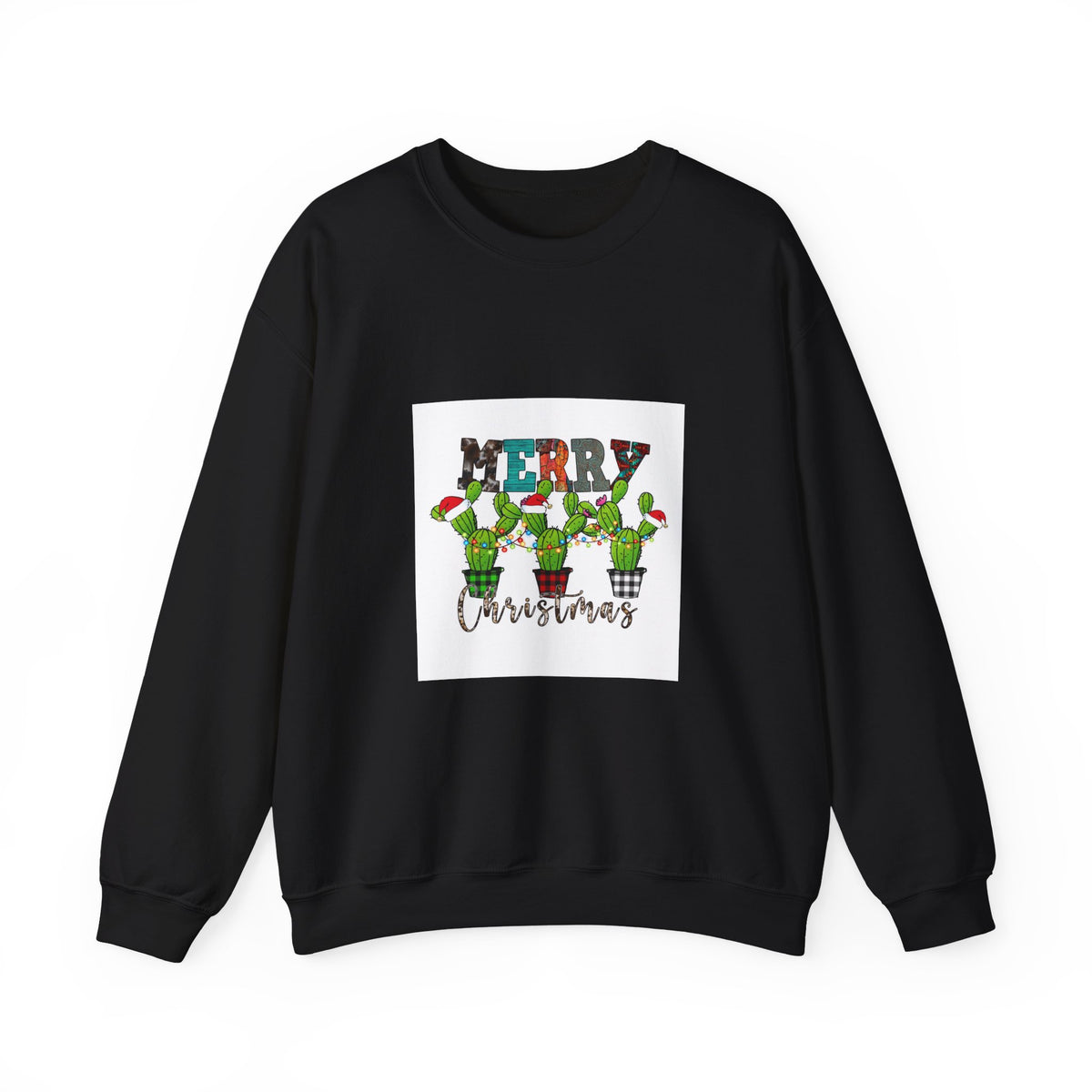 Christmas Cactus Sweatshirt — "Merry Christmas" Holiday Crewneck