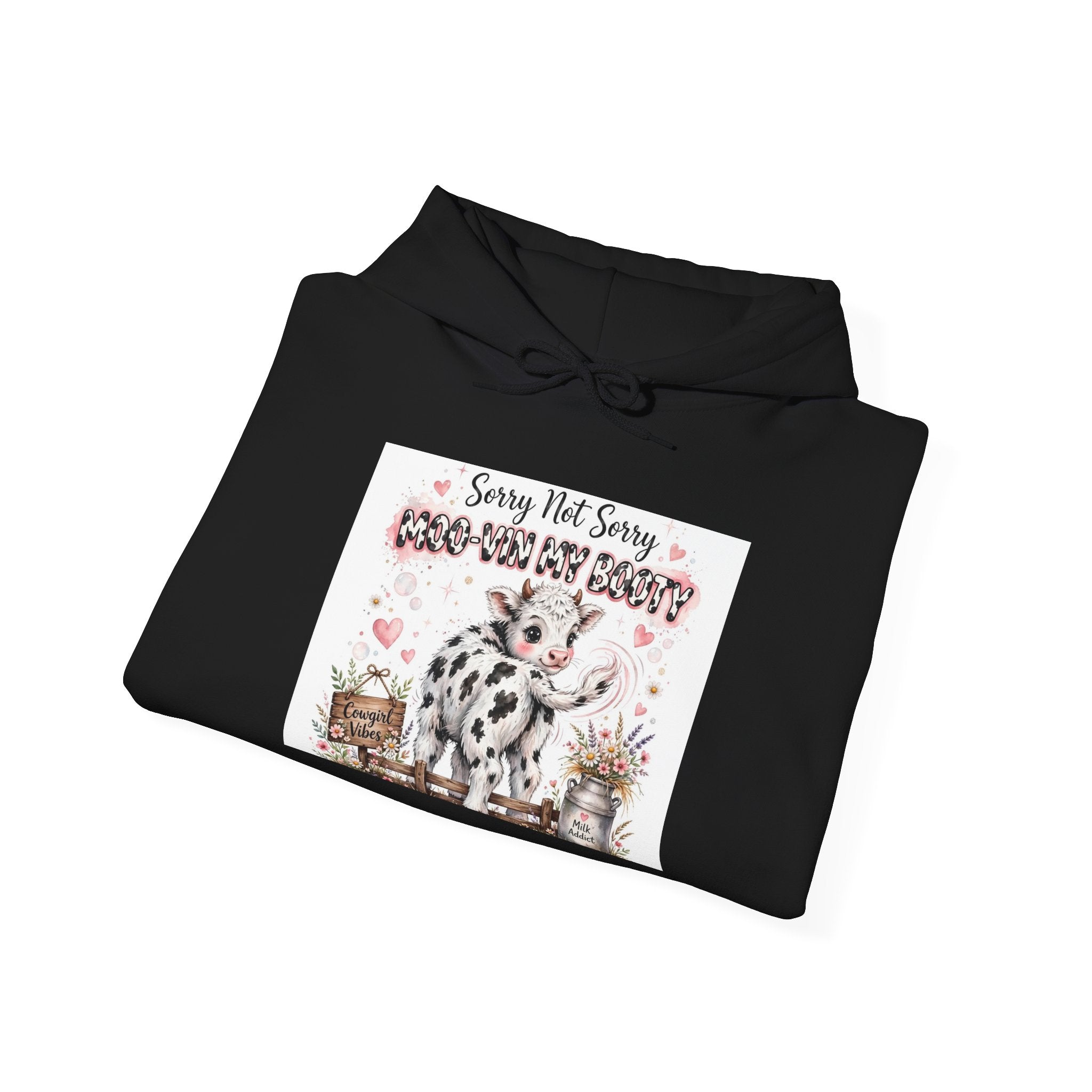 Cow Print Cowgirl Hoodie - "Sorry Not Sorry I Need My Barn" Farm Life Sweatshirt