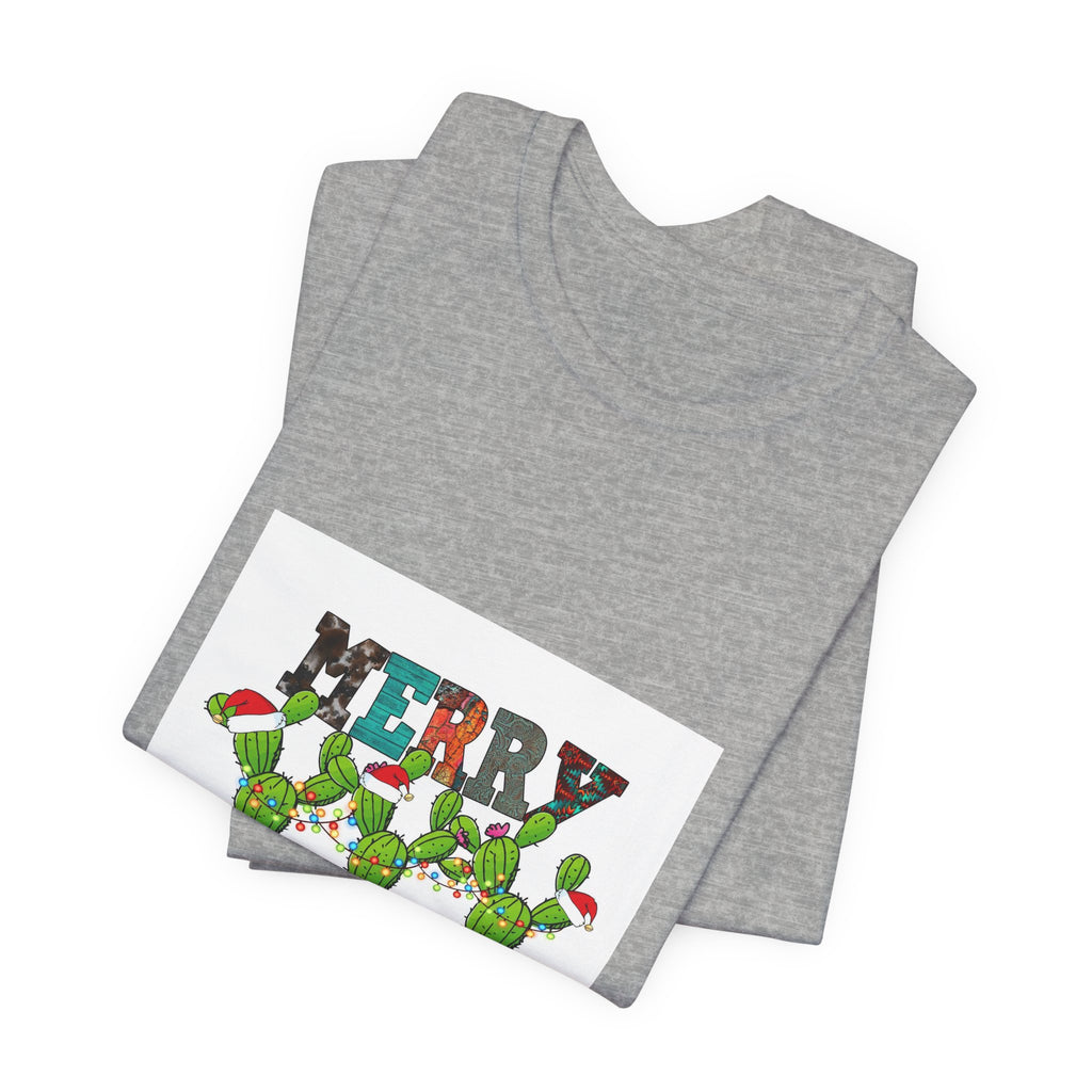 Merry Christmas Cactus Tee — Festive Holiday Succulent Shirt