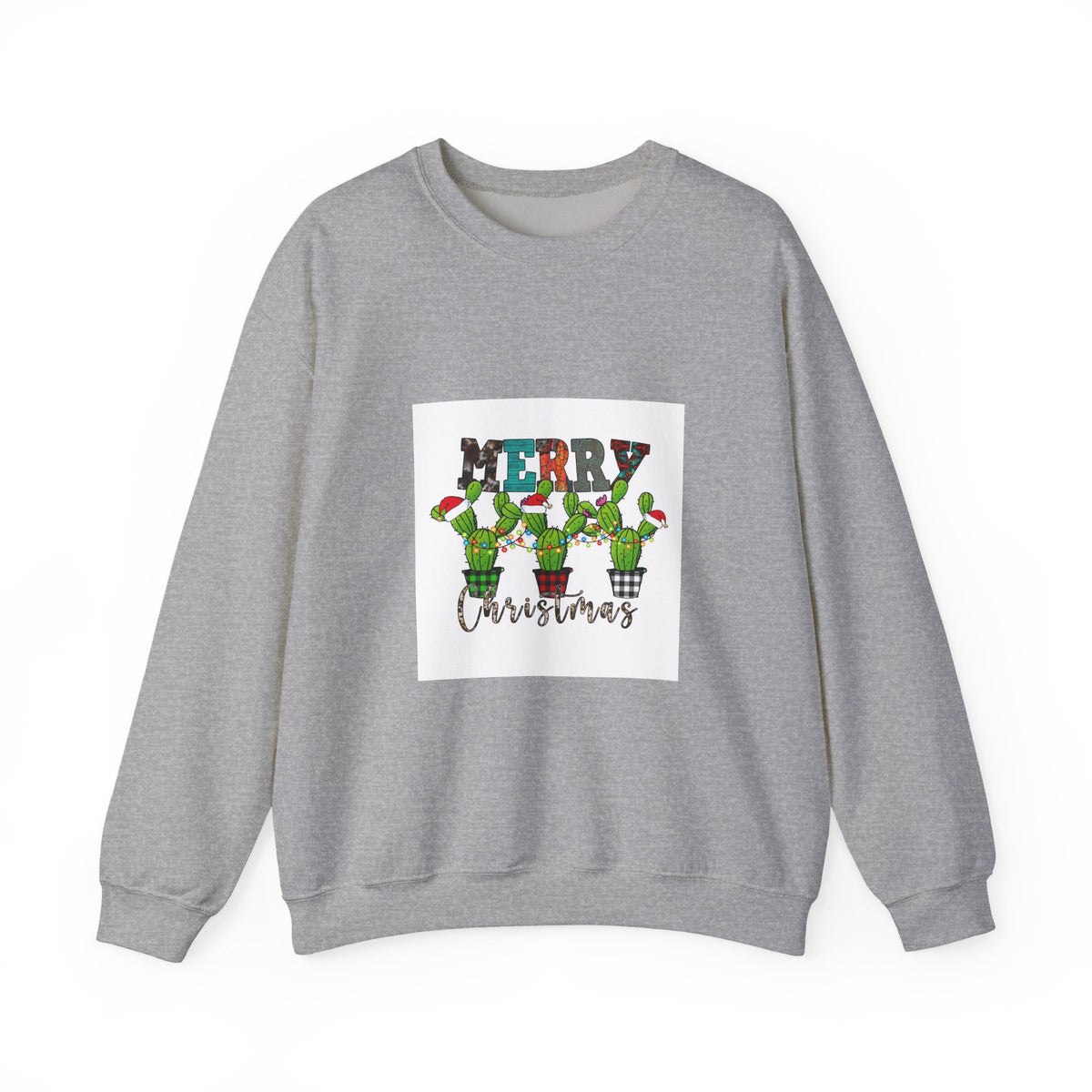 Christmas Cactus Sweatshirt — "Merry Christmas" Holiday Crewneck