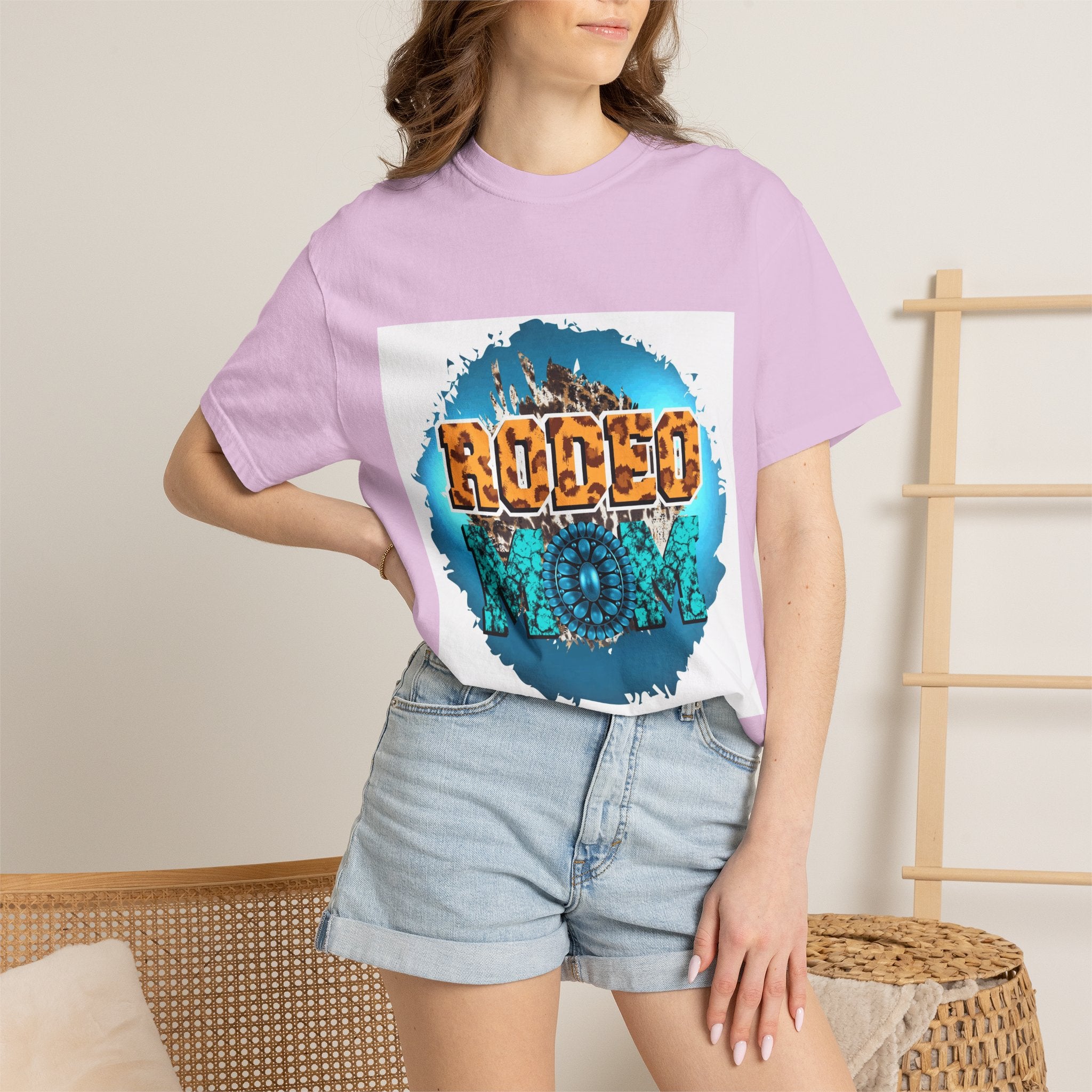 Rodeo Mom Graphic T-Shirt — Western Cowgirl Bronc & Turquoise Design