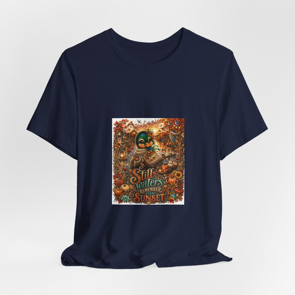 Skull Sunset Tee — 'Still Waters' Floral Skull Graphic T-Shirt