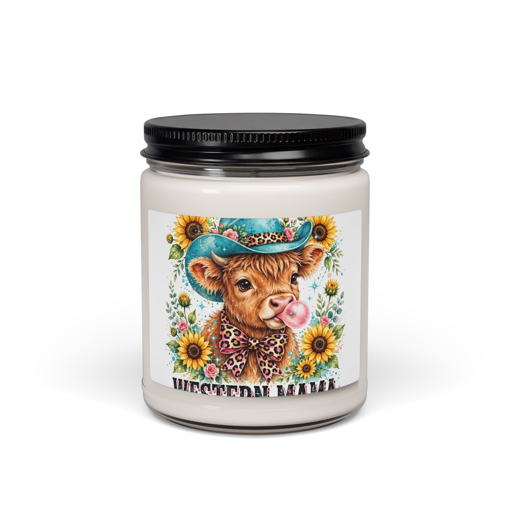 Cowboy Calf Soy Candle — 9oz Scented Jar with Sunflowers