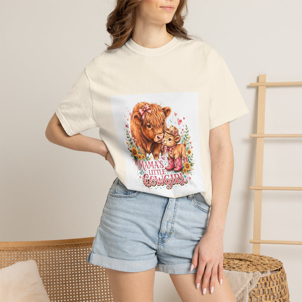 Mama's Little Cowgirl T-Shirt – Cute Highland Cow Mom & Calf Graphic
