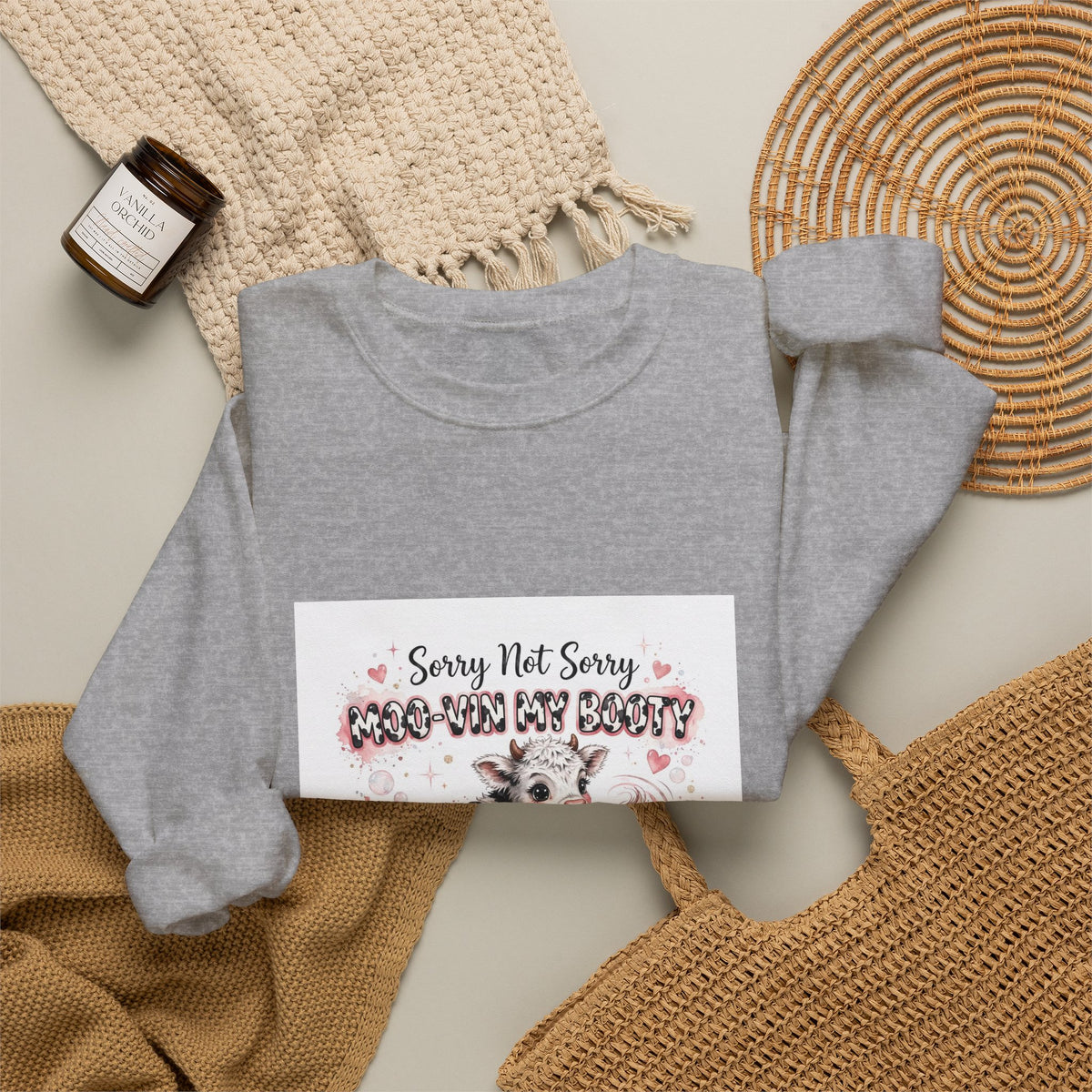 Cow Lover Crewneck Sweatshirt – "Sorry Not Sorry Moo-You-Butt" Cute Cow Graphic