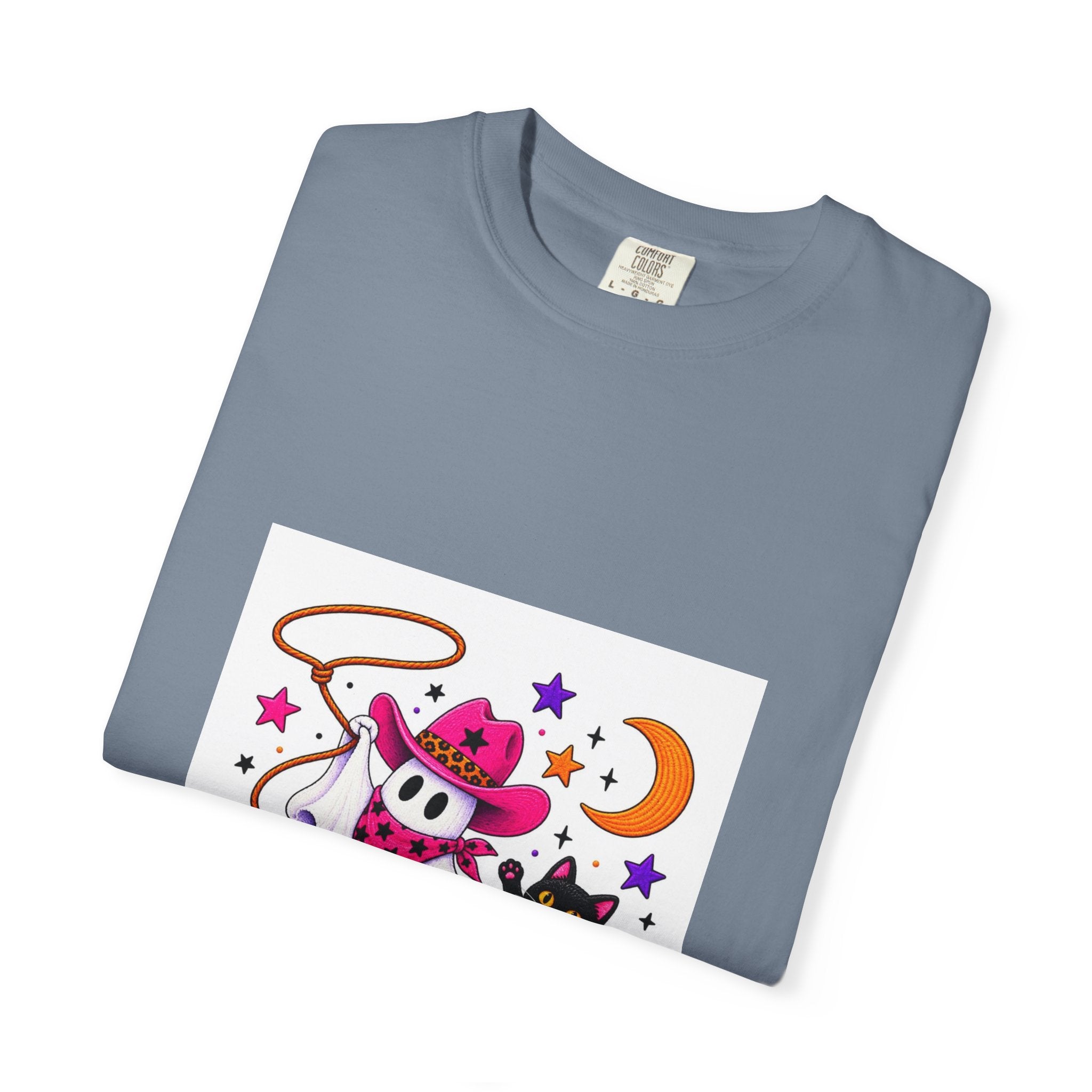 Cowboy Ghost and Black Cat Halloween T-Shirt