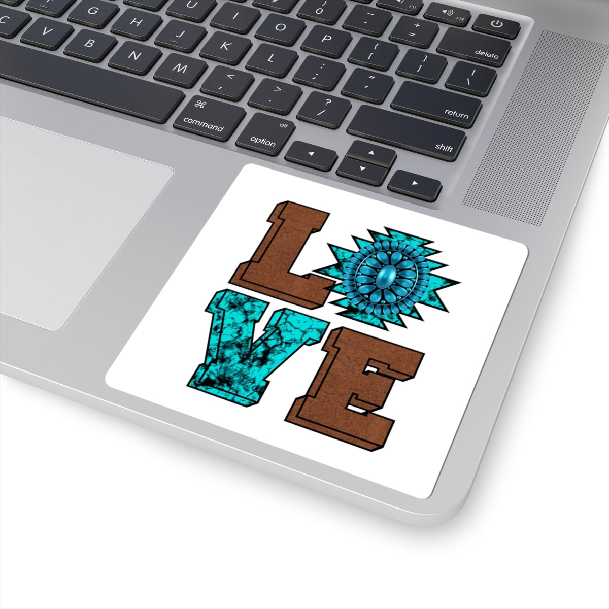 Turquoise Western "LOVE" Kiss-Cut Sticker