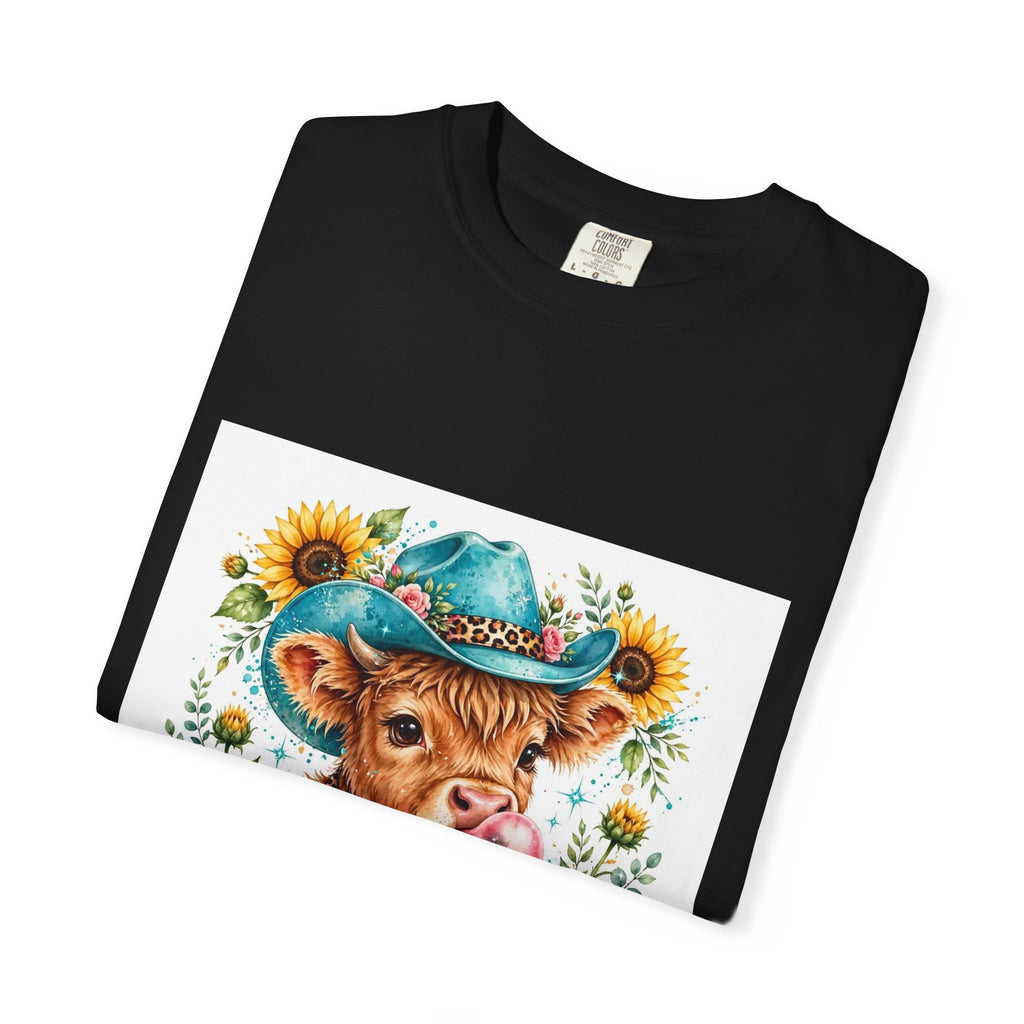 Western Mama Cow Tee — Cute Cow with Cowboy Hat & Sunflowers Graphic T-Shirt