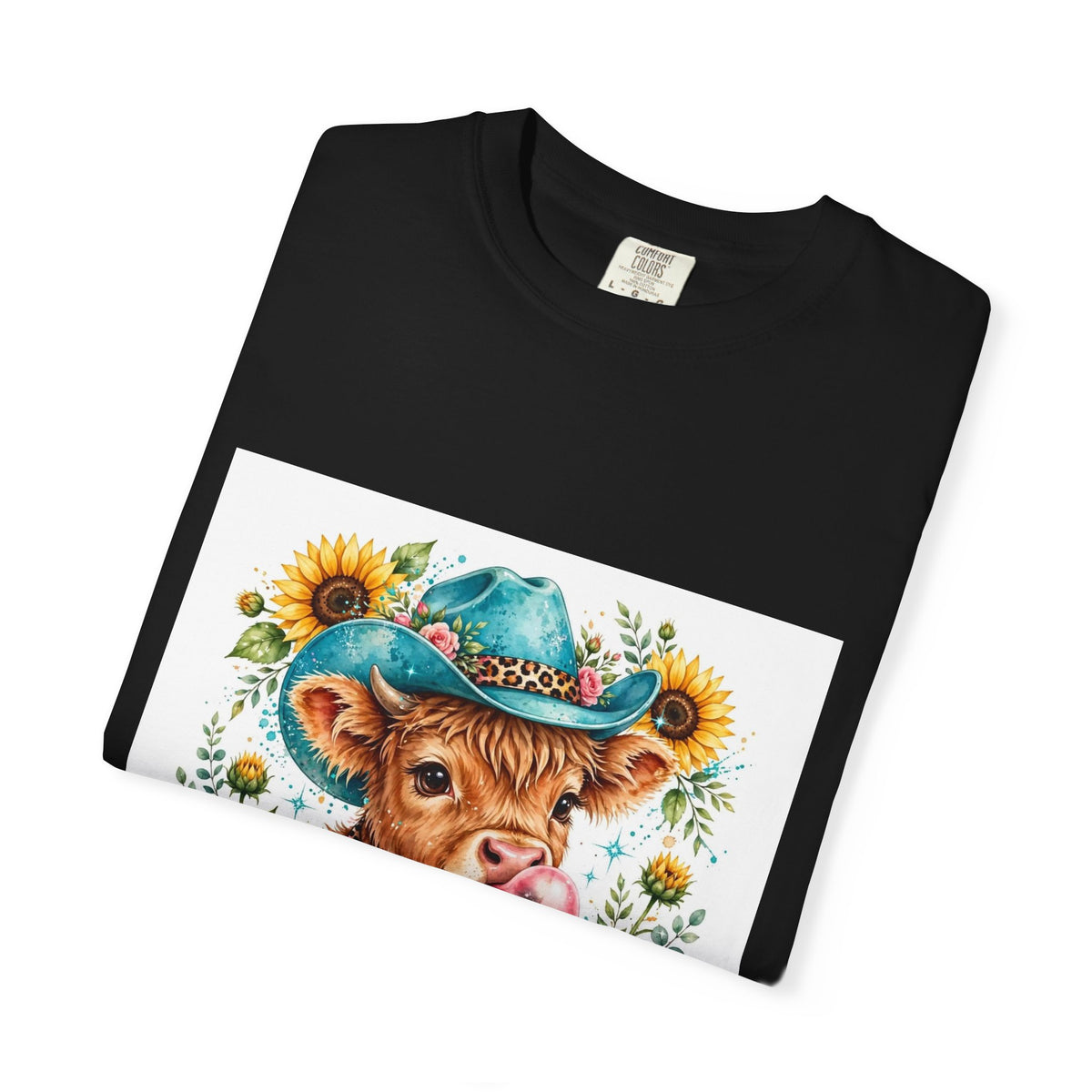 Western Mama Cow Tee — Cute Cow with Cowboy Hat & Sunflowers Graphic T-Shirt