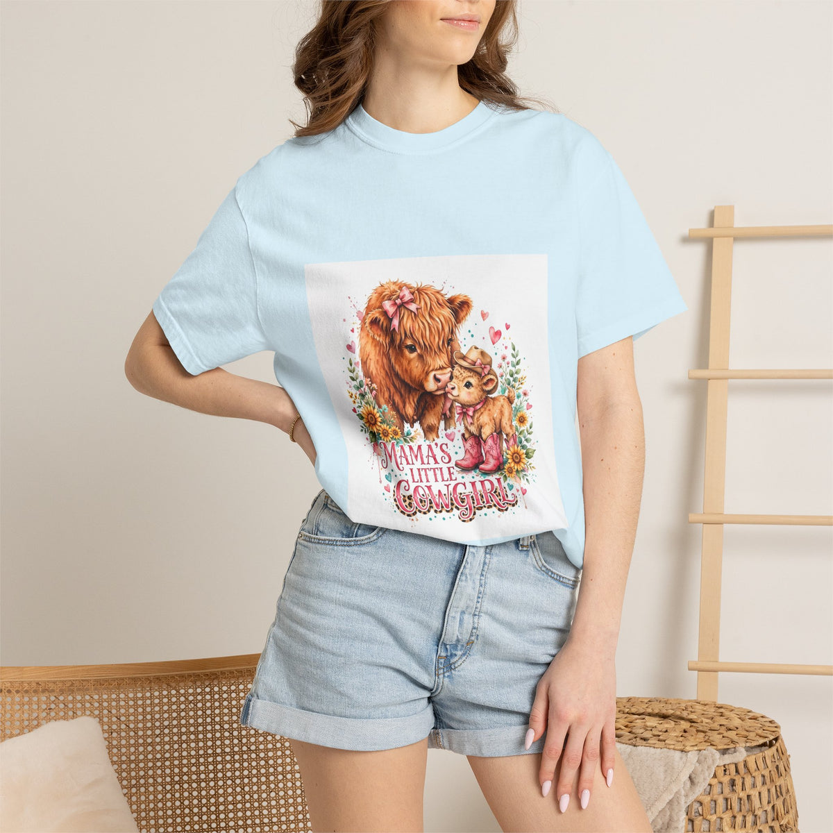 Mama's Little Cowgirl T-Shirt – Cute Highland Cow Mom & Calf Graphic