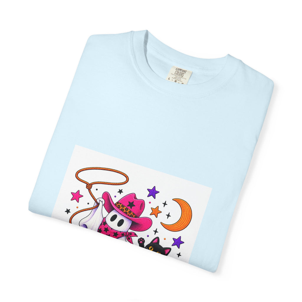 Cowboy Ghost and Black Cat Halloween T-Shirt