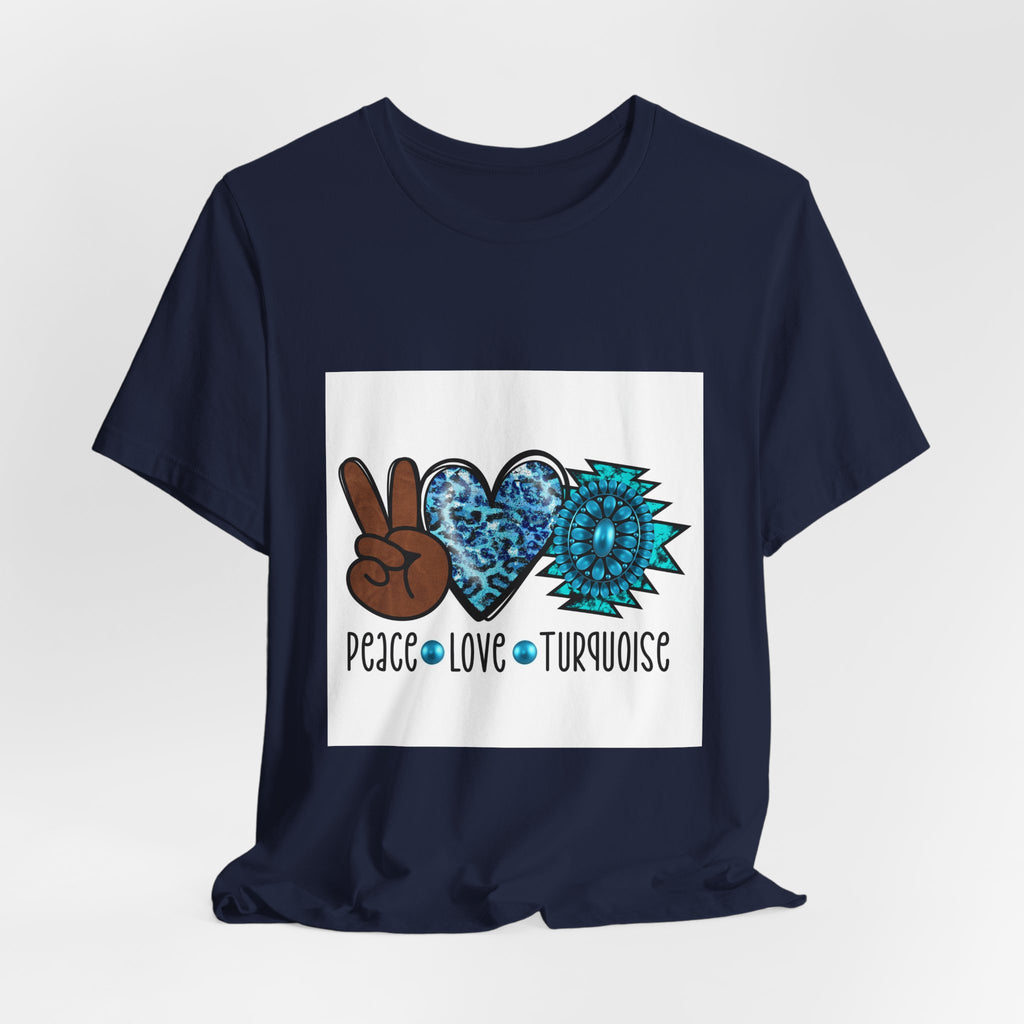 Peace • Love • Turquoise T-Shirt — Boho Peace Sign & Mandala Tee
